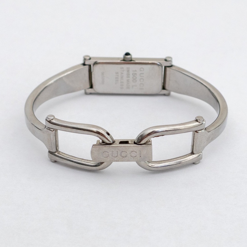 Gucci 1500L Stainless Steel Bangle Watch Silver Swiss Made Vintage Women's - Picture 4 of 5